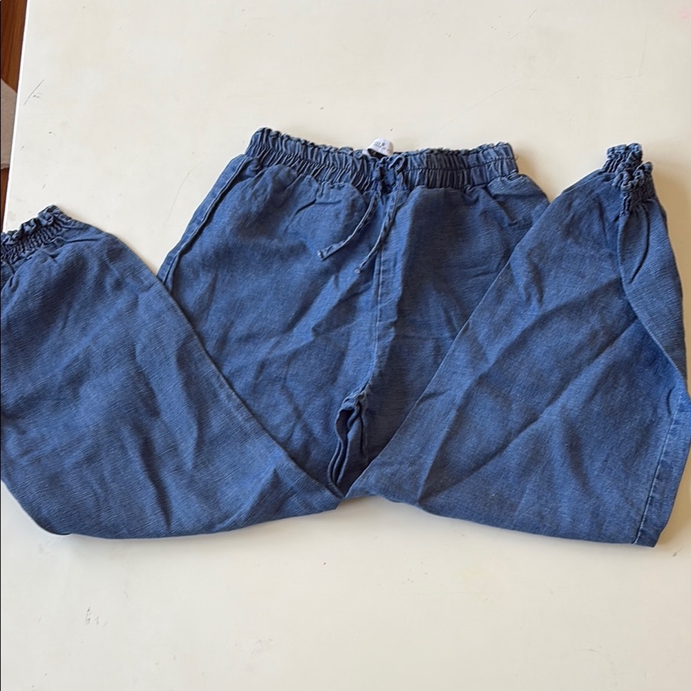 Kids Blue Elastic Waist Pants Zara